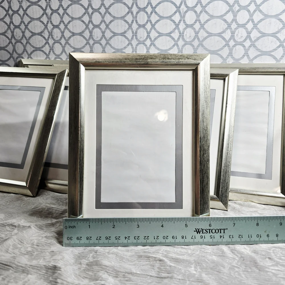 COMING SOON 8PC Silver Metallic Photo Frames 4x4 Modern Gallery Decor